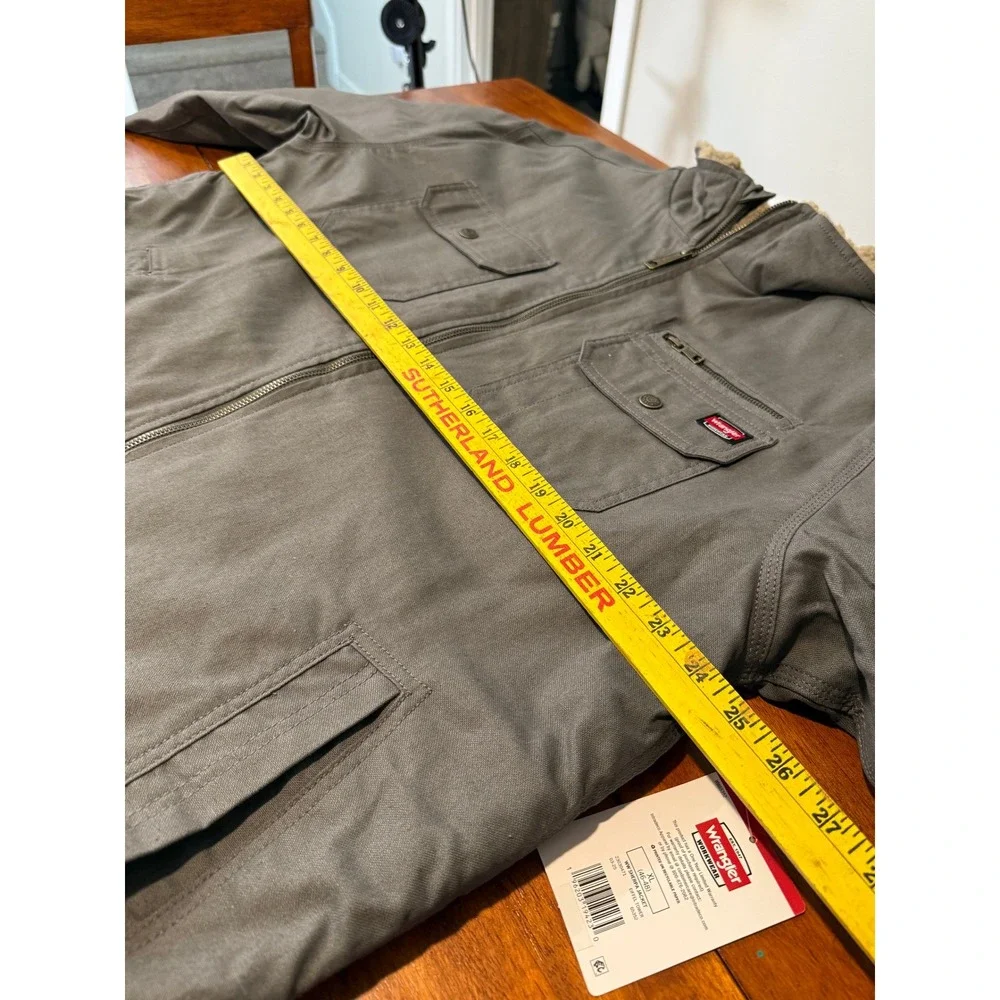 NWT Wrangler Workwear Mens XL Sherpa Jacket Grey Cotton Canvas Zip Carhartt Coat